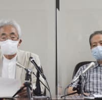記者会見する梓沢和幸弁護士（左）ら＝26日午後、東京・霞が関の司法記者クラブ