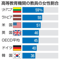 高等教育機関の教員の女性割合