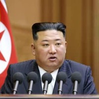 9月、最高人民会議で施政演説を行う北朝鮮の金正恩朝鮮労働党総書記（朝鮮中央通信＝共同）