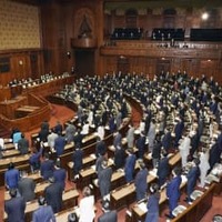 衆院小選挙区定数「10増10減」を反映した改正公選法を可決、成立した参院本会議＝18日午前