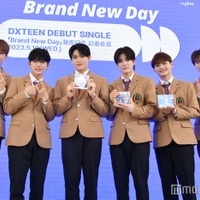 「DXTEEN デビューシングル『Brand New Day』発売記念 記者会見」に登場した（左から）田中笑太郎、平本健、大久保波留、谷口太一、寺尾香信、福田歩汰／DXTEEN（C）モデルプレス