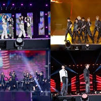 （左上から時計回りに）NewJeans、Stray Kids、SHINee、J.Y. Park＆GOLDEN GIRLS（提供写真）