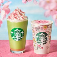 （左から）花見抹茶 クリーム フラペチーノ、花見 ブロンド ラテ※画像はイメージ／提供画像