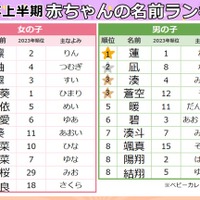 2024年上半期生まれ速報名前ランキングTOP10（提供写真）