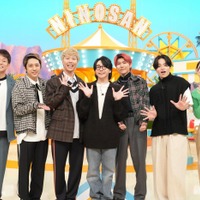 （左から）陣内智則、二宮和也、藤澤涼架、大森元貴、若井滉斗、菊池風磨、朝日奈央（C）日本テレビ