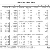 人口動態総覧（対前年比較）