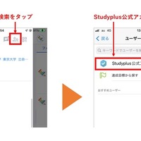 「Studyplus」のアプリ内で公式アカウントを探す方法