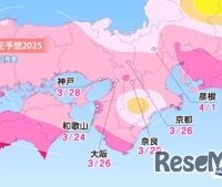 各エリアの桜開花予想・近畿