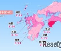 各エリアの桜開花予想・九州