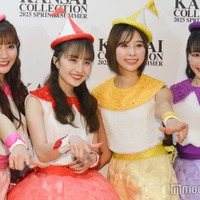 囲み取材に応じたももいろクローバーZ／（左から）佐々木彩夏、百田夏菜子、玉井詩織、高城れに（C）モデルプレス