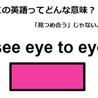 この英語ってどんな意味？「see eye to eye」