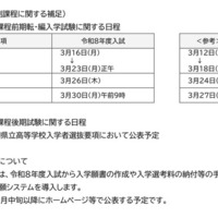 令和8年度（2026年度）福岡県立高等学校入学者選抜日程