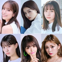 （上段左から）佐々⽊久美、せいら、⽥鍋梨々花、（下段左から）鶴嶋乃愛、ゆいちゃみ、ゆうちゃみ（提供写真）