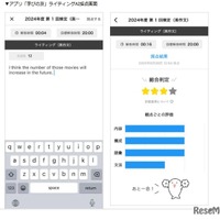 アプリ「学びの友」ライティングAI採点画面