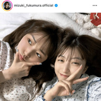 譜久村聖、モー娘。羽賀朱音とのお揃いパジャマSHOTにファン悶絶「めっちゃ可愛い」「姉妹みたい」