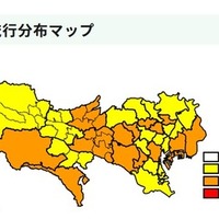 都内のインフルエンザ流行分布マップ