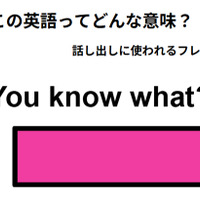 この英語ってどんな意味？「You know what」