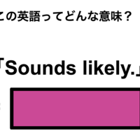 この英語ってどんな意味？「Sounds likely.」