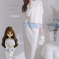 どの色も使える【ユニクロ】ふんわり優秀ニット。「白」で作る大人のやさしげ冬スタイル【40代の毎日コーデ】