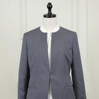 「レディースノーカラークルーネック（丸襟）ジャケット」