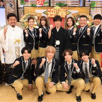 （後列左から）鬼越トマホーク、生見愛瑠、高橋ひかる、内村光良、朝日奈央、山崎弘也、若林正恭、春日俊彰（前列左から）高地優吾、八乙女光、山田涼介、知念侑李（C）日本テレビ