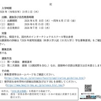 東京都立大学秋季入学の学生募集要項概要