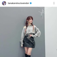 田中れいな、ほっそり美肩＆美脚見せのミニスカSHOTに絶賛の声「かわいすぎっっ」「スタイル抜群」