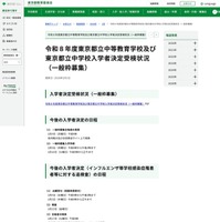 令和8年度東京都立中等教育学校および東京都立中学校入学者決定受検状況（一般枠募集）