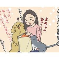 なぜだろう？ネットで購入した服が届くと全員集合。猫は値札タグで暴れ、愛犬は…【おさんぽですし！　おしゃべり犬とイライラ猫の日記 #30】