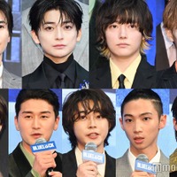 （上段左から）西垣匠、高橋文哉、櫻井海音、野村康太（下段左から）櫻井佑樹、岩永丞威、倉悠貴、橘優輝、石川雷蔵（C）モデルプレス