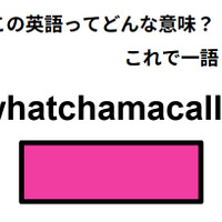 この英語ってどんな意味？「whatchamacallit」