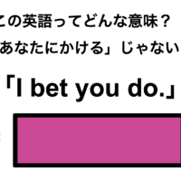 この英語ってどんな意味？「I bet you do.」