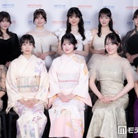 （前列左から）本田沙夢利さん、小木沙穂里さん、伊藤凌華さん、田中葵さん、齋藤真奈海さん（恒例左から）中本帆南さん、江川萌奈さん、田口心晴さん、大塚雛美さん、石井優衣さん（C）モデルプレス