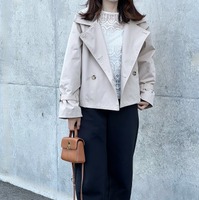 156でキッズサイズをセレクト。着心地とシルエットが優秀な【ユニクロ】パンツでつくるショートトレンチスタイル【40代の毎日コーデ】