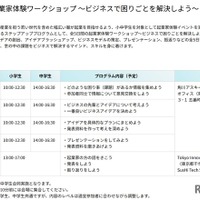 起業家体験ワークショップ「ビジネスで困りごとを解決しよう」日程