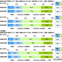 10年後の日本や世界について、明るい見通しをもっているか、不安を抱いているか