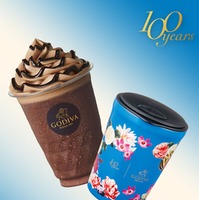 「ゴディバ100周年タンブラー＆エクアドルカカオ71％ダークチョコレートショコリキサー」税込4,200円／提供画像