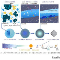 リュウグウの母天体の形成と水-岩石の反応、そして塩水が消失するまでの一連の歴史(c)京都大学