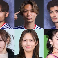 （上段左から）久保建英、板倉滉、谷口彰悟／Photo by Getty Images（下段左から）福原遥、川口春奈、泉里香（C）モデルプレス