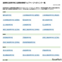 滋賀県立高等学校入試関係情報ウェブページへのリンク一覧を公開（PDF全2ページ）