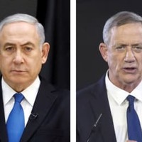 イスラエルのネタニヤフ首相（ロイター＝共同）、ガンツ元軍参謀総長（ゲッティ＝共同）