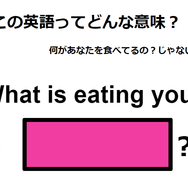 この英語ってどんな意味？「What is eating you? 」