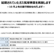 「延期されていたガス気球事業を再開します 」