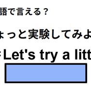英語で「ちょっと実験してみよう！」はなんて言う？