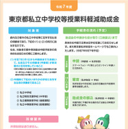 令和7年度東京都私立中学校等授業料軽減助成金案内
