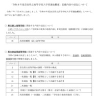 「令和8年度奈良県立高等学校入学者選抜概要」記載内容の追記について