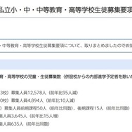 令和8年度千葉県私立小・中・中等教育・高等学校生徒募集要項を公表