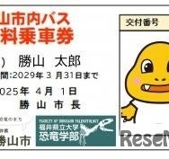 市内コミュニティバスの無料乗車券イメージ図