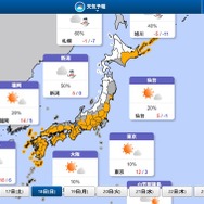 全国の天気予報、共通テスト2日目（2026年1月18日）