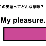 この英語ってどんな意味？「My pleasure.」
